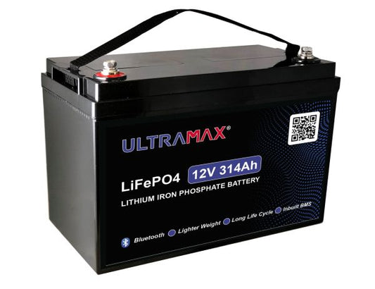 Ultramax LI314-12PRIBLU, 12v 314Ah Lithium Iron Phosphate (LiFePO4) battery With Bluetooth Energy Monitor
